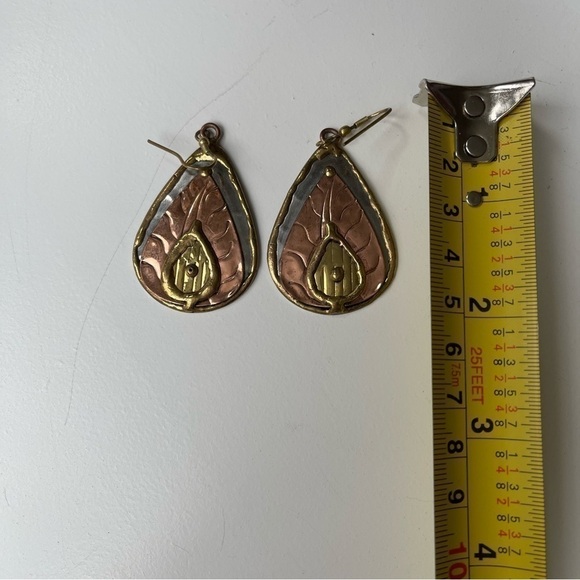 Copper tri-color teardrop earrings - Picture 2 of 3